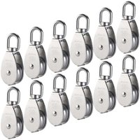 M15 304 Edelstahl-Einzelrolle, 15 mm Einzelrollen-Blockrolle, Kran-Drehhaken, glattes Drahtseil, Kabelbelastung 77 lbs/35 kg (12 Stück) ..DEBUNS von DEBUNS
