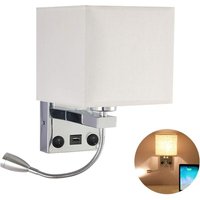 Nachttisch-Wandlampe, flexible USB-LED-Wandleuchte, Leseleuchte, Schlafzimmer-Schwenkarm, E27-Fassung, Wand-Nachtlicht (ohne Glühbirnen) (1 mit von DEBUNS