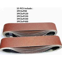 Schleifband, 50 x 686 mm, gemischte Schleifbänder (3x Körnung 80/120/150/240/400) für Bandschleifer (15 Stück)..DEBUNS von DEBUNS