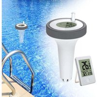Schwimmendes Thermometer für Schwimmbäder, kabelloses schwimmendes Innen- und Außenthermometer, digitales Poolthermometer mit LCD-Display..DEBUNS von DEBUNS