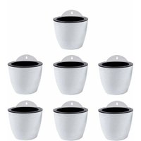 Selbstbewässernde Hängepflanzgefäße, 7er-Set, Wanddekoration, Blumentopf, für drinnen und draußen, Wanddekoration, Fenster, weißer Kunststoff, groß, von DEBUNS