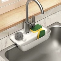 Silikon-Abtropfmatte für Wasserhahngriffe mit Schwammhalter, Schwammhalter für die Küchenspüle, Abtropfmatte für die Arbeitsplatte für Küche und Bad von DEBUNS
