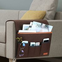 Sofa-Armlehnen-Organizer, Sessel-Aufbewahrungstasche mit 5 Taschen, Stuhlbezug für Fernbedienung, iPad, Zeitschriften, Brillen (braun), von DEBUNS von DEBUNS