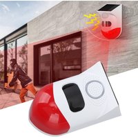 Solar-Bewegungsmelder-Alarm für den Außenbereich, solarbetrieben, kabellos, mit Ton- und Lichtalarm, DUBUNS von DEBUNS