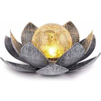 Solar-Gartenleuchten für den Außenbereich, Lotus-Dekoration aus rissigem Glas, wasserdichte LED-Blumenlichter aus Metall für Terrasse, Rasen, Weg, Solar-Gartenleuchten für den Außenbereich, Lotus-Dekoration aus rissigem Glas, wasserdichte LED-Blumenlichter aus Metall für Terrasse, Rasen, Weg, von DEBUNS