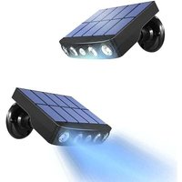 Solarleuchten Außen, [2 Stück] Solarleuchten Außen Bewegungsmelder, 360° Outdoor Solarstrahler [1200mAh] Wasserdichte Solarlaterne Outdoor Garten von DEBUNS