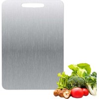 Titan-Schneidebrett – beidseitig Edelstahl – BPA-frei – für Küche, Fleisch, Brot, Gemüse, Obst (34 x 23 cm), von DEBUNS von DEBUNS