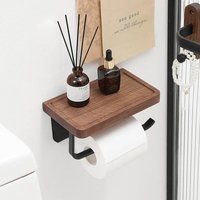 Toilettenpapierhalter aus Holz zur Wandmontage, Vintage-Toilettenpapierhalter – ohne Bohren, 20 x 12 x 10,5 cm von DEBUNS