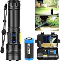 Ultrastarke LED-Taschenlampe, wiederaufladbare LED-Taschenlampe mit 100.000 Lumen, superhell, zoombar, langlebig, wasserdicht und 7 Arbeitsmodi für Ultrastarke LED-Taschenlampe, wiederaufladbare LED-Taschenlampe mit 100.000 Lumen, superhell, zoombar, langlebig, wasserdicht und 7 Arbeitsmodi für von DEBUNS