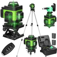 x 360°-Laser-Wasserwaage, 4D 16 Linien selbstnivellierende Laser-Wasserwaage, 2400 mAh x 2 Batterien, wasser- und staubdichte grüne von DEBUNS