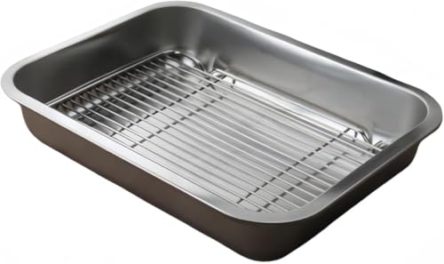 10"-23" Edelstahl-Bräter, robuste Putenpfannen für den Ofen, Toaster-Backblech mit Abkühlgitter, Hotelpfanne, Grillpfanne, tiefer Rand, Hochglanzbehandlung, spülmaschinenfest 10"-23" Edelstahl-Bräter, robuste Putenpfannen für den Ofen, Toaster-Backblech mit Abkühlgitter, Hotelpfanne, Grillpfanne, tiefer Rand, Hochglanzbehandlung, spülmaschinenfest von DECAKE