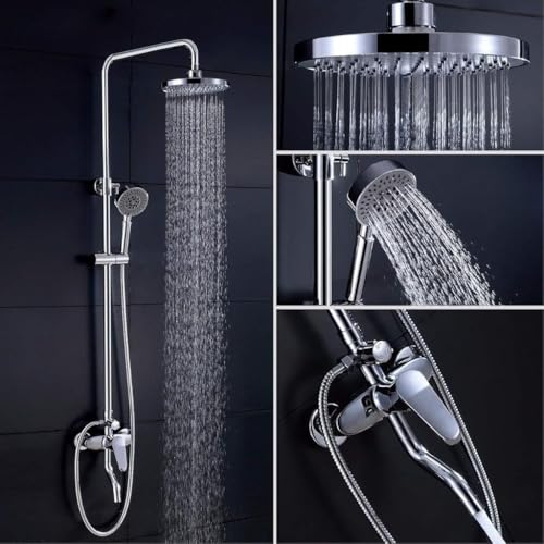 Badezimmer Dusche Wasserhahn Messing Set Regendusche Mischbatterie Chrom Badewanne Wasserhahn Wasserfall Dusche Wasserhahn von DECAKE