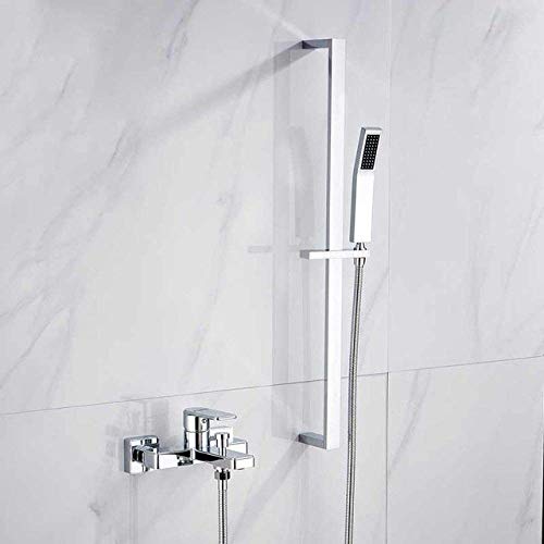 DECAKE Duschsystem Goldener Duschmischer Wasserhahn Einhebel-Duschwasserhahn Wandmontage Messing Badezimmer Duschset Wasserhahn mit Halterung, Chrom B von DECAKE