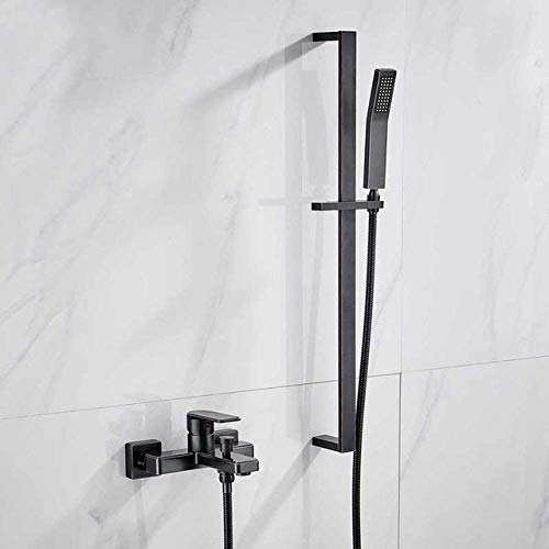 DECAKE Duschsystem Goldener Duschmischer Wasserhahn Einhebel-Duschwasserhahn Wandmontage Messing Badezimmer Duschset Wasserhahn mit Halterung, Schwarz Bronze B von DECAKE