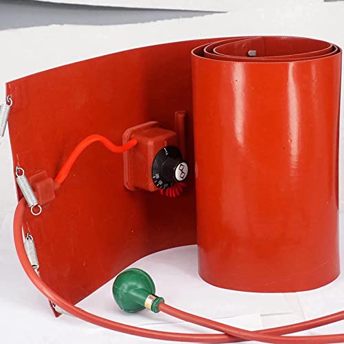 DECAKE Hochleistungs-Fassheizung aus Metall - 53/55-Gallonen-Fass-Bandheizung, Eimerheizung, 110 V/220 V-Silikonpad mit einstellbarem Thermostat (Größe: 150 l, 152 x 25 cm) von DECAKE