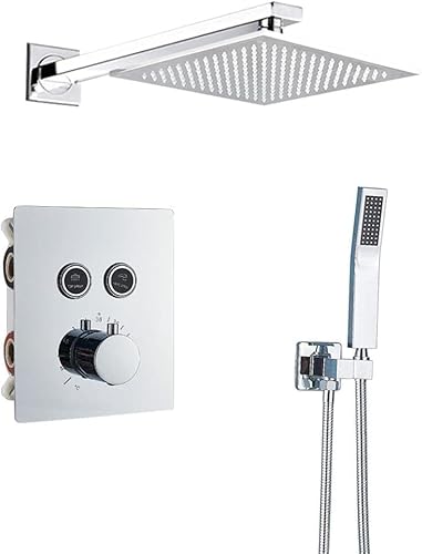 DECAKE tatic Wasserhahn Regenduschkopf Wandmontage Badewannenmischbatterie Bad Duschset Wand Chrom-3-Wege-16-Zoll-Wand von DECAKE