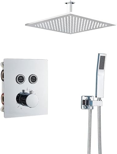 DECAKE tatic Wasserhahn Regenduschkopf Wandmontage Badewannenmischbatterie Bad Duschset Wand Chrom-3-Wege-16-Zoll-Wand von DECAKE