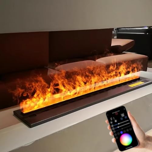 Elektrischer Kamin - 3D-Wasserdampf mit realistischer zerstäubter Flamme, 7/mehrfarbiger Flammenverstellbarer dekorativer Luftbefeuchter, heizt Nicht Mehrfarbig, App-700 mm von DECAKE