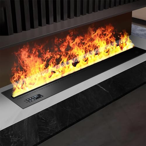 Elektrischer Kamin mit realistischem 3D-Flammeneffekt, kabelloser Fernbedienung und Wasserdampf für dekoratives Ambiente, Keine Heizung von DECAKE