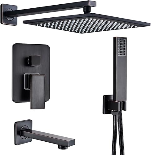 Verdecktes Duscharmatur-Set, 30,5 cm, Messing, Regenduschkopf, Einhebelmischer, Badezimmerdusche (Größe: C) (OneColor D) (OneColor D) von DECAKE