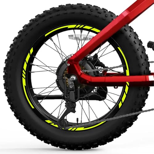 Decalart Aufkleber-Set für Felgen Fat Bike MTB 20 oder 26 Zoll - Universalgewinde Rennrad Komplett-Set 2 Räder Aufkleber L020 (029 Neongelb, 20 Zoll) von DECALART