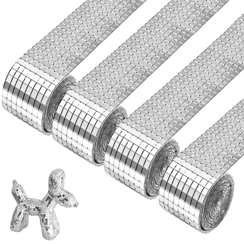 DECARETA 4 Rollen 6400 Stück Mini Spiegel Mosaik Selbstklebend Mini Mosaik Spiegelfliesen Mini Spiegelmosaiksteine Selbstklebend Spiegel Mosaikfliesen Aufkleber 5 x 5 mm Glas für KTV Hause DIY von DECARETA