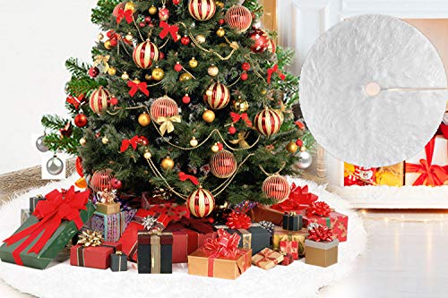 DECARETA Baumdecke Weihnachtsbaum Weiß Christbaumdecke 78cm Durchmesser Rund Weihnachtsbaumdecke Plüsch Weihnachtsbaum Rock Tannenbaum Christbaum Rock Dekoration Ornaments für Weihnachten von DECARETA