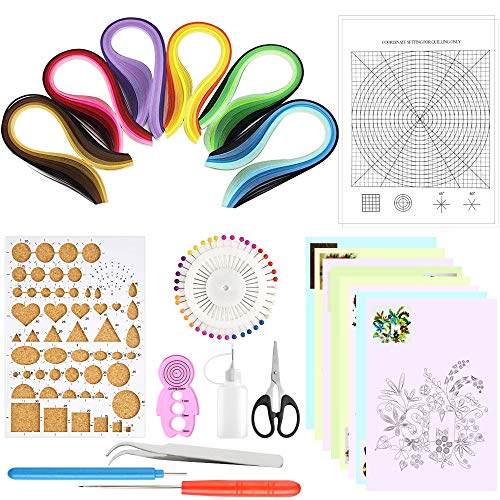 DECARETA Papier Quilling Kits 600 Strips Bunte Farben Quillingpapier Quilling Papierstreifen Quilling Werkzeug-Set für DIY Handwerk von DECARETA