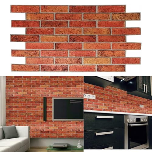 Deccart - 3D Wandpaneele aus PVC Platte | Wandverkleidung | Steinoptik | Wanddeko für Küche, Badezimmer, Wohnzimmer | Retro Brick | 4 Stück von Deccart