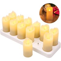 12 Stück wiederaufladbare flammenlose Kerzen, realistische warmgelbe LED-Akku-Stumpenkerzen, elektrische Kerzen mit flackernder Flamme für 12 Stück wiederaufladbare flammenlose Kerzen, realistische warmgelbe LED-Akku-Stumpenkerzen, elektrische Kerzen mit flackernder Flamme für von DECDEAL