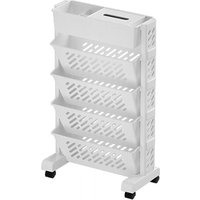 Decdeal Bewegbares Bücherregal große Kapazität Rotatierbar abnehmbares Kunststoff Praktisches Rolling Organization Regal 5 Schicht von DECDEAL