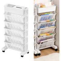 Decdeal Bewegbares Bücherregal große Kapazität Rotatierbar abnehmbares Kunststoff Praktisches Rolling Organization Regal 6 Schicht von DECDEAL