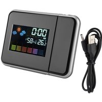 Decdeal Digital LED -Wettervorhersage Projektor Kalender Feuchtigkeit Anzeige Wecker (schwarz) von DECDEAL