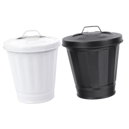 DECHOUS 1 Satz Mini-mülleimer Desktop-mülleimer Für Bad Recyclingbehälter Schlank Mini Trash Can Abfalleimer Desktop-papierkorb Metall-papierkorb Galvanisiertes Eisen 2 Stück von DECHOUS