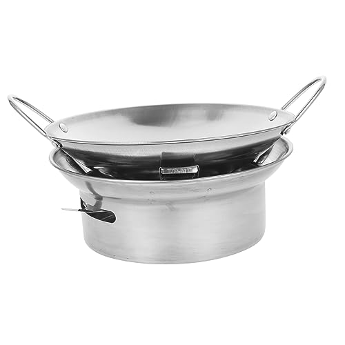 DECHOUS 1 Satz Stainless Steel Hot Pot Set mit Alkoholkocher Hitzebeständiger Kochtopf für Camping und Zuhause für Induktionsherde Scalding Griff Einfach zu Reinigen von DECHOUS