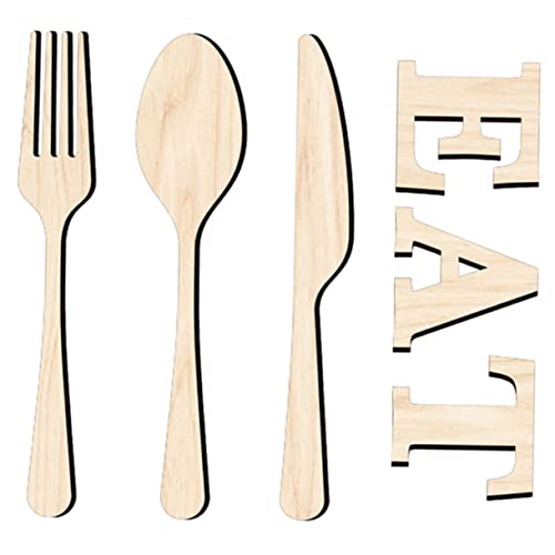 DECHOUS Rustikale Küchenwanddekoration – Wandaufkleber-Set Mit Holzbesteck Für Das Esszimmer Wandkunst- Im Landhausstil Für Die Küche von DECHOUS