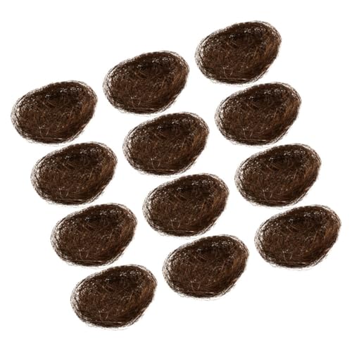 DECHOUS 12 Stück Teiliges Mini Vogelnester aus Natürlichen Fasern Realistisch Geflochten Dekorativ für Gartenlandschaften Wohn Bürodekoration Vielseitig als Kalte Speisendeko und von DECHOUS