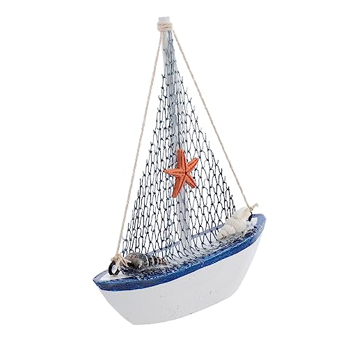 DECHOUS 1pc Mittelmeer Holz Segelboot Handwerk Decor Holz Segelboot Decor Für Home Office Desktop von DECHOUS