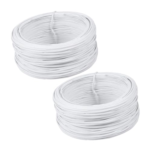 DECHOUS 2 Rollen PVC Beschichteter Bindedraht Weiß Flach Gummierter Draht Gartenbinde Draht Pflanzendraht Strapazierfähig Vielseitig für Blumenarrangements und Kranzbinderei von DECHOUS