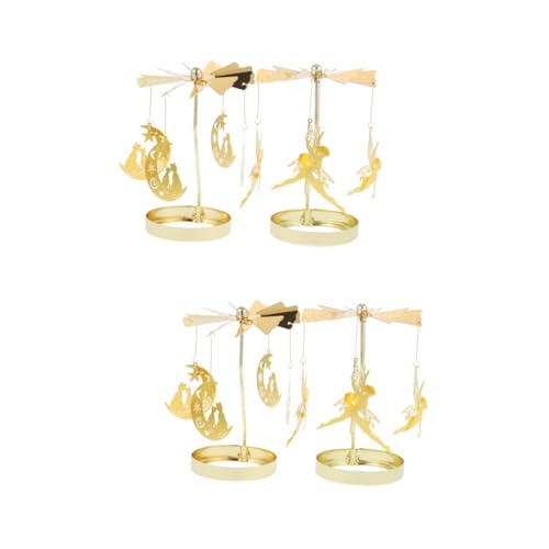DECHOUS 2 Sätze Rotierender Kerzenständer Duftendes Retro LED Kit Vintage Bankett Kerzenhalter Teelicht Stumpenkerze Party Schreibtisch Schmucklichter Votivkerzen 2 Stück * 2 von DECHOUS