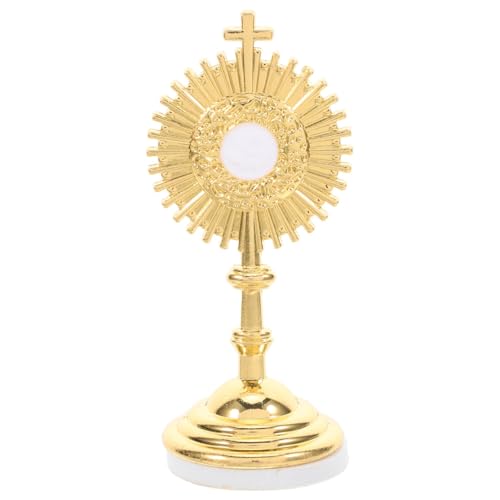 DECHOUS Kleines Kruzifix, stehend, goldfarben, katholisches Ornament, Mini-Kreuz, Metall, stehendes Kruzifix für Heimdekoration, Kirche, Büro, Schreibtisch, 8 x 3,7 cm, 1 Stück von DECHOUS