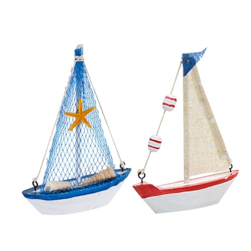 DECHOUS 2 Stück Mediterrane Bootsornamente Miniboote Hölzernes Segelboot Segelboot-Dekoration Für Zuhause Miniatur-segelboot-Modell Schiffsmodell-Ornamente Mini-segelboot-Modell Holz von DECHOUS