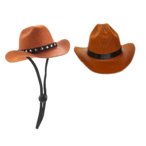 DECHOUS 2 Stück Verstellbare Haustier Hüte Cowboy Stil mit Schwarzem und Sternenmuster Atmungsaktiv Modisch für Katzen und Hunde Party Alltagszubehör Passend für Verschiedene Kopfgrößen von DECHOUS