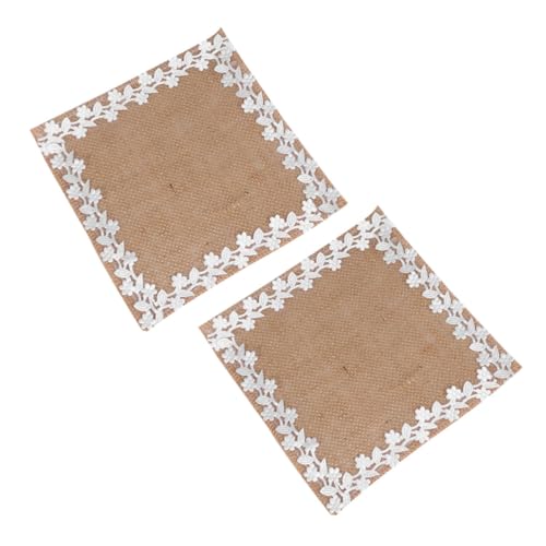 DECHOUS 2pcs Amerikanische Küche Matte Beige Spitze-Rand Tischset Set Vintage Muster Für Hochzeit Parteien von DECHOUS