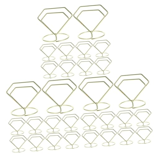 DECHOUS 3 Sätze Fotohalter Visitenkarten Halterung Hochzeitsdeko Zettelhalter Notizhalter Kartenhalter Stehen Etikett Ort Tischnummernhalter Bildhalter Kohlenstoffstahl Golden 10 Stück * 3 von DECHOUS