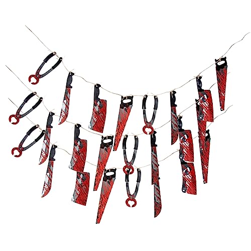 DECHOUS 3 Stück Teiliges Halloween Papierbanner mit Skelett Gruselige Party Dekoration Hängende Wimpelkette für Innen und Außenbereich Terror Atmosphäre für Halloween Feiern und von DECHOUS