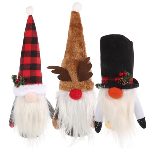 DECHOUS 3 Stück Weihnachtswichtel Flaschenaufsätze, schwedische Tomte Weihnachtswichtel, Weinflaschenabdeckungen, dekorative Weinflaschenaufsatz, Flaschendekoration für Weihnachtsfeier von DECHOUS
