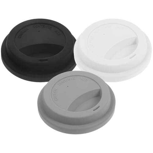 DECHOUS Satz von 3 Silikon-Kaffeetassen-Deckel: Wiederverwendbare Trinkbecherabdeckungen 9cm Auslaufsichere Universal-Getränkeflaschen-Deckel Ersatz (3 Farben) von DECHOUS