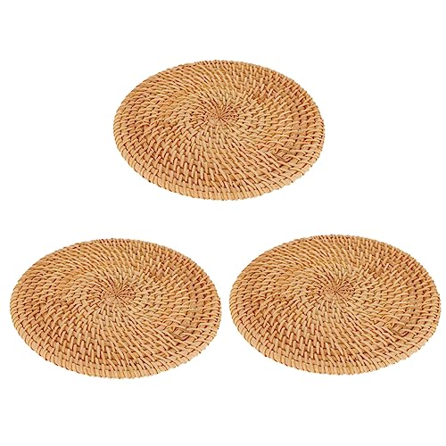 DECHOUS 3st Isolierter Teeuntersetzer Catering-tabletts Mit Deckel Untersetzer Für Getränke Untersetzer Aus Rattan Teller Brotkorb Aus Weide Korbuntersetzer Ort Brown Herbstreben von DECHOUS