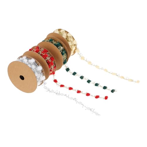 DECHOUS 4 Rollen Weihnachtsbaum Deko Lametta Girlanden mit Kreativen Wollbommelbändern Flexible Geschenkverpackung Weiß Rot Grün Party Dekoration Zubehör DECHOUS 4 Rollen Weihnachtsbaum Deko Lametta Girlanden mit Kreativen Wollbommelbändern Flexible Geschenkverpackung Weiß Rot Grün Party Dekoration Zubehör von DECHOUS